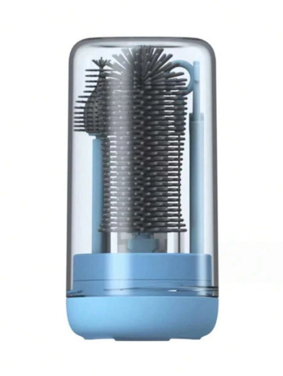 便攜旅行奶瓶清潔刷套裝,可擴展液體矽膠瓶刷,奶嘴刷,瓶架,吸管清潔刷,皂液器 - 藍色 - 查看 1