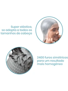 Touca para Luzes Reflexo Mechas Luzes 2400furos Romana Sparta Alinhada - Transparente - Visão 3