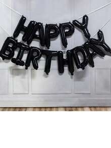 13入組生日氣球玫瑰金色箔字母氣球套裝,生日快樂裝飾兒童派對用品 - 黑色 - 查看 1
