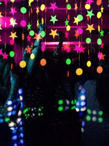 1入組螢光星光環形紙製花環派對裝飾旗幟 - 星星 - 查看 2