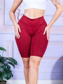 Women Sports Shorts - 紫紅色 - 查看 2