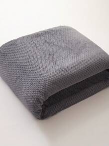 1pc Checkerboard Flannel Solid Color Blanket, Modern Soft And Cozy Material Suitable For Bedroom, Living Room And Couch Nap - Coffee Brown - View 3