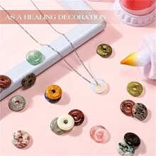 5/10/15入組隨機混合擔憂石甜甜圈幸運水晶批發20mm寶石甜甜圈圓盤吊墜大孔石英護身符幸運水晶石,用於巫術用品和diy珠寶製作 - 裸石甜甜圈 - 查看 5