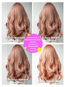 22英寸蓮花粉合成髮片,配有水波狀劉海,妝扮靚麗 - 藕粉色 - 查看 10