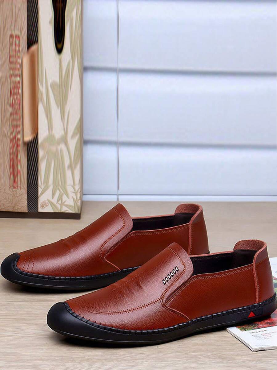 男士四季戶外潘妮乞力馬丹鞋新品,舒適百搭 - 棕色 - 查看 1