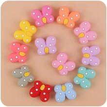 1入創意卡通設計diy硅膠珠子套裝,適用於兒童藝術和手工藝項目,可愛的蝴蝶形狀,彩色的,珠寶製作配件 - 紫丁香色 - 查看 3