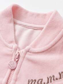 2入組幼兒女孩甜美粉色字母刺繡拉鍊上衣和褲裝 - 粉色 - 查看 4