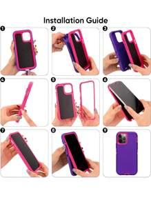 3 Layers Fully Body Heavy Duty Protective Cover Compatible With Apple Device, Made Of Tpu+Pc Material With Shockproof, Dustproof And Anti-Falling Functions Waterproof Scratch Resistant - Black - View 6