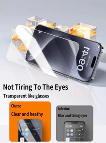 2pcs Iphone Screen Protectors, Hd Tempered Glass Film With Anti-Drop, Anti-Explosion, Oil Resistant And Scratch Resistant Coating - HD - View 3