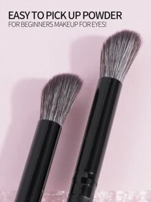 MAANGE 2pcs Professional Eye Makeup Brush Set,Eye Shadow Brush,Smudge Brush,Makeup Tools With Soft Fiber For Easy Carrying,Brush For Travel - Black - View 5