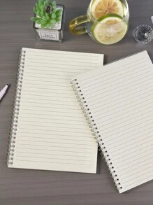 1 Cuaderno Espiral Simple De Pp, A5/a6/b5 En Espiral Con Hojas Rayadas Para Estudiantes Con Papel Grueso De Hojas Sueltas - Blanco - Ver 5