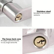 Home Entry Lever Three-Handle Door Lock Set Bathroom Entrance Passage W/3 Keys - Silver - View 3