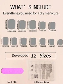 使用 24入組淡藍色短方形全罩假指甲按壓指甲套件升級您的造型 - 淺藍色 - 查看 4