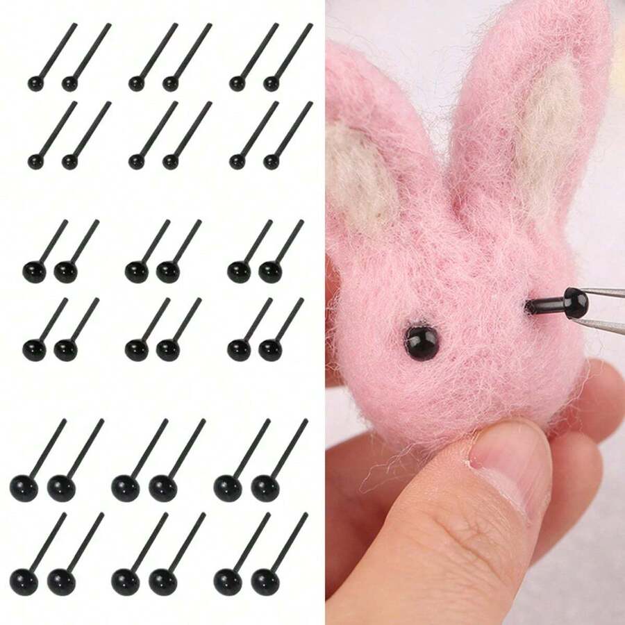 150入組/套針貼式黑豆娃娃眼睛diy配件（多種尺寸） - 黑色 - 查看 1