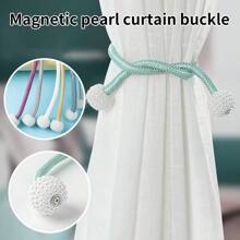 SHOULI 2 件裝磁性珍珠球窗簾繫帶,用於固定窗簾,簡約優雅的家居裝飾 - 粉色 - 查看 1