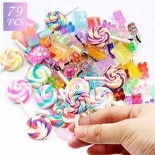 79pcs Colorful Candy Shaped Resin Pendants For Jewelry Making, Keychain, Necklace, Bracelet, Earrings, Diy Crafts Decoration - Multicolor - View 2