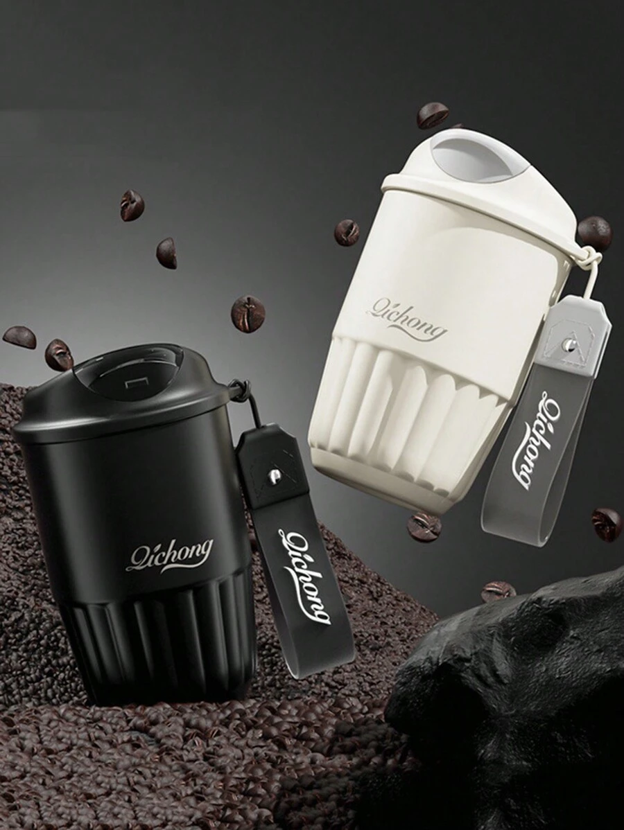 1pc Ceramic-Lined Coffee Cup With 316 Stainless Steel Cup - Black - View 1