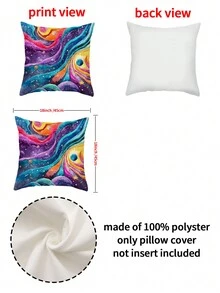 4pcs/Set Galaxy Space & Rainbow Light Shining Polyester Pillow Cover For Home Sofa Cushion Decor - Multicolor - View 2