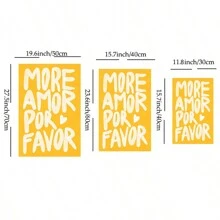 1幅极简主义帆布印刷艺术品，“More Amor Por Favor”（请多给我一些爱）文字墙画，少女风装饰画，适合卧室、客厅或办公室宿舍，可选带框或不带框。 - 彩色 - 查看 5