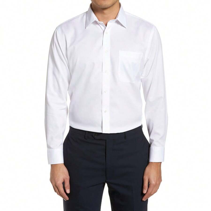 Camisa Social Manga Longa 100% Microfibra Masculina Branca - Branco - Visão 1