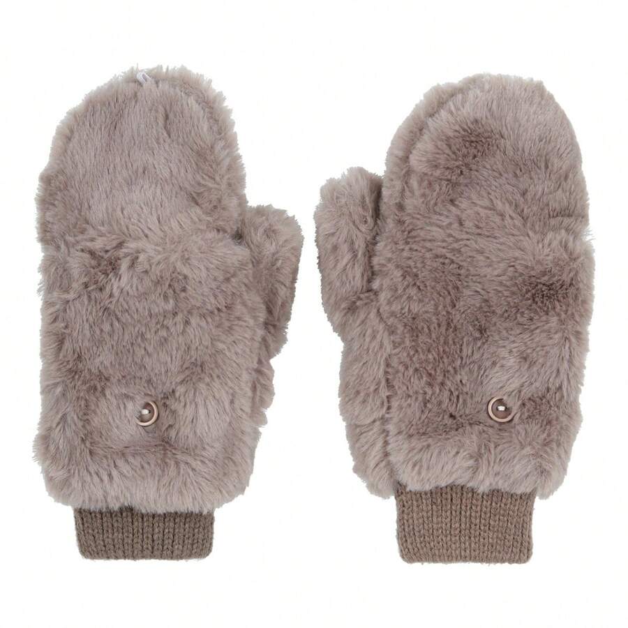 Guantes Para Frio De Peluche Gris Mujer Level 26 Invierno - Gris - Ver 1