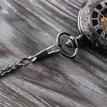 Fashionable Black Mechanical Pocket Watch - Black - View 7