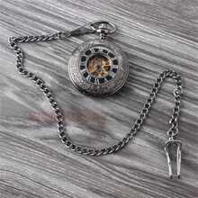 Fashionable Black Mechanical Pocket Watch - Black - View 6
