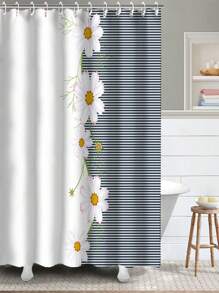 1pc Creative Minimalist Style Fringe & Printed Waterproof Bathroom Shower Curtain For Decor - Multicolor - View 3