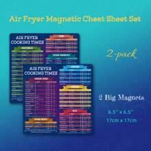 2pcs Air Fryer Magnetic Cheat Sheet Set, Magnetic Air Fryer Cooking Times Chart, Air Fryer Accessories Kitchen Gadgets Quick Reference Guide For Cooking And Frying - Blue - View 1