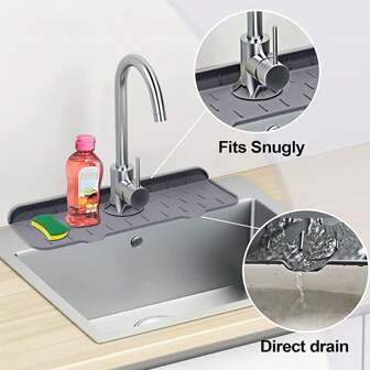 1pc Silicone Water Tap Drain Pad, Anti-Splash Kitchen And Bathroom Sink Faucet Drain Pad