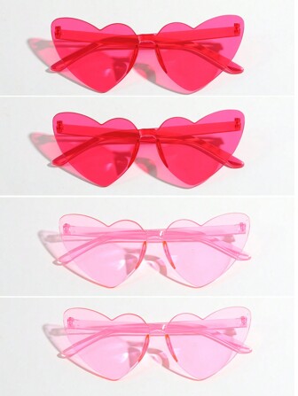 4pcs Heart Shaped Fashion Glasses, Stylish And Versatile Heart Fashion Glasses For Summer And Valentine's Day
