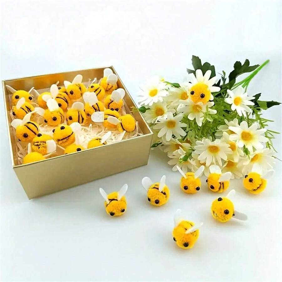 10 pièces/30 pièces Abeilles en feutre Décor en peluche d'abeille miniatures pour l'artisanat, décoration de révélation de genre d'abeille, vêtements, chapeau, cadeau, artisanat DIY