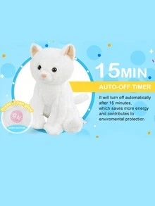 1入白色坐姿貓咪毛絨玩具 - 白色 - 查看 9