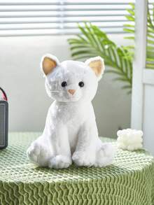 1入白色坐姿貓咪毛絨玩具 - 白色 - 查看 4