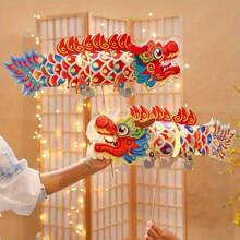 1pc Chinese New Year Diy Dragon Paper Lantern, New Year Lantern Making Material Set, Handmade Diy - Red - View 2
