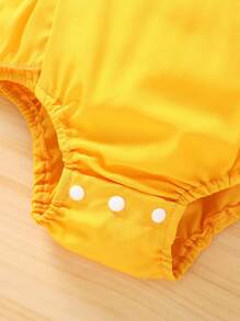 Vestido de una pieza con diseño de corona y letras, decorado con lazo, para bebés y niñas pequeñas - Outfit casual de fiesta y vacaciones, Primavera/Verano