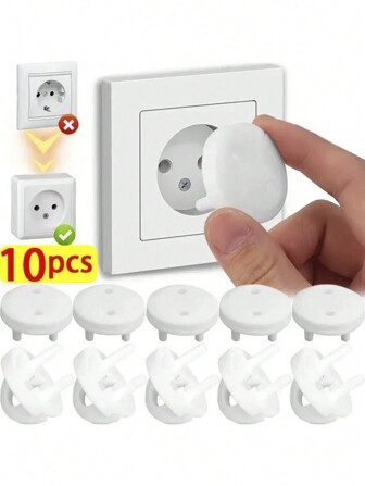 10 pièces, cache-prises de sécurité électriques de style français pour bébé, cache-prises de protection pour enfants afin d'éviter les chocs électriques. Idéal pour les décorations de baby shower et les cadeaux pour la famille.