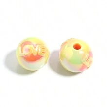 10入組亞克力uv彩色印花愛心珠子,適用於珠寶製作 - 原子 - 查看 16