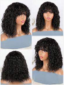 Natural Messy Medium Length Curly Hair, Black Wavy Wigs With Heat Resistant Synthetic Wig Suitable For Daily Gatherings And Halloween Wigs  Curly Hair With Bangs