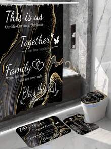 YBLZGCN 家居裝飾防水浴簾套裝附 12 個掛鉤馬桶蓋座椅浴墊浴室防滑地毯地毯聚酯纖維窗簾窗戶浴室配件 - 彩色 - 查看 1