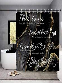 YBLZGCN 家居裝飾防水浴簾套裝附 12 個掛鉤馬桶蓋座椅浴墊浴室防滑地毯地毯聚酯纖維窗簾窗戶浴室配件 - 彩色 - 查看 4