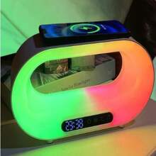 Rgb Colorful Ambient Lamp, App Controlled, Wireless Charging Speaker, Dimming Led Desk Lamp, Great Gift For Friends On Holidays - White - View 4