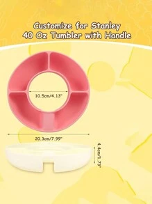 1pc Silicone Snack Bowl For Tumbler Cup, 40oz Snack Rack, Outdoor Picnic Tray, Round Fruit Plate Or Cake Display Plate - Pink - View 4