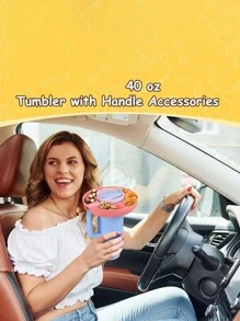 1pc Silicone Snack Bowl For Tumbler Cup, 40oz Snack Rack, Outdoor Picnic Tray, Round Fruit Plate Or Cake Display Plate - Pink - View 2