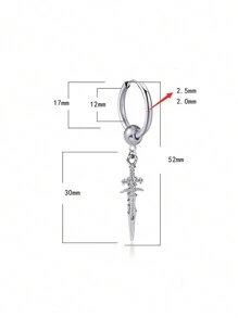 男士耳環,不鏽鋼十字箭頭耳釘,嘻哈街頭情侶耳飾,男士時尚耳夾 - 1 Pc/Set - 查看 3