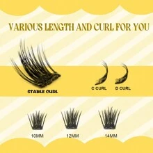 Tự dính Lông mi Cụm Lông mi D 0.07 Độ dày 10-14MM Một nạm Nối dài mi Không có keo Lông mi đơn  Tự Có thể tái sử dụng Keo dán Lông mi DIY at Nhà - D - Xem 6