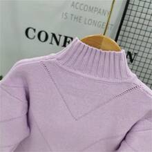 Little Girl Turtleneck Children's Fashion Sweater - Mauve Purple - View 7