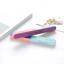 3入組雙面指甲文件套裝,六面拋光,配備拋光海綿砂條 - 非常適合指甲藝術和拋光,創意印花納米指甲文件砂條,六面拋光文件指甲工具條狀指甲磨光片（顏色和字母隨機） - 彩色 - 查看 4