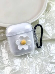 Flower Design Earphone Charging Case Protective Cover Compatible With Airpods - White - View 4