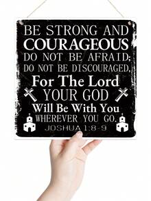 Putuo Decor 普陀裝飾 1入組木製掛牌,堅強勇敢,家居農舍門廊壁藝術裝飾,7.8x7.8英寸禮品 - 彩色 - 查看 4